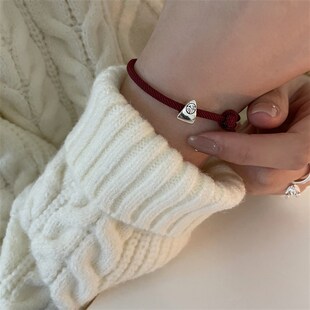 999纯银红绳福字太岁新年情人节情侣手链本命年男款可调节手绳