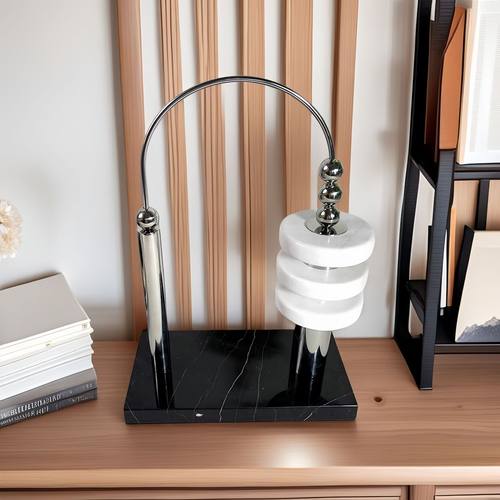 现代简约轻奢金属算珠拱形摆件抽象几何样板房售楼处桌面饰品摆件