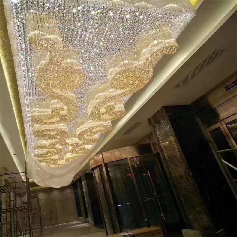 水晶吊灯大型飘带酒店工程售楼部宴会厅会所大厅灯饰非标灯具定制