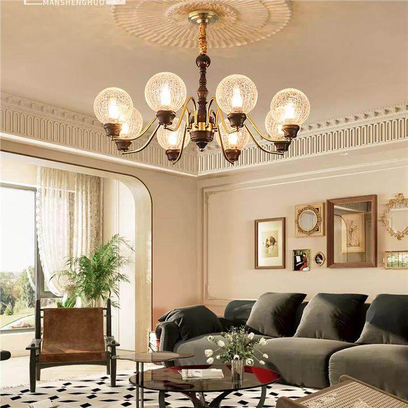 客厅吊灯法式中古风餐厅大厅主灯复古浪漫美式高级感氛围卧室灯具
