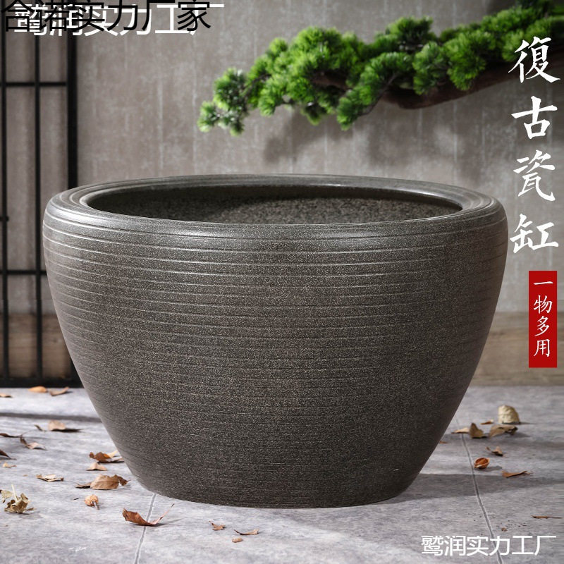 陶瓷鱼缸古法生态养鱼缸阳台小水池庭院老式大水缸大号睡莲荷花旬