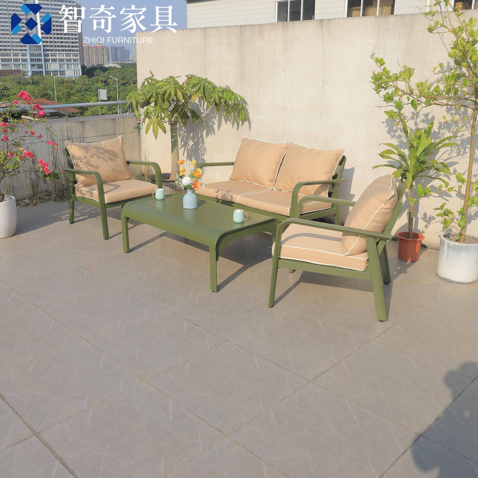 户外休闲铝合金沙发庭院露台沙发组合防晒防水花园别墅彩色家具
