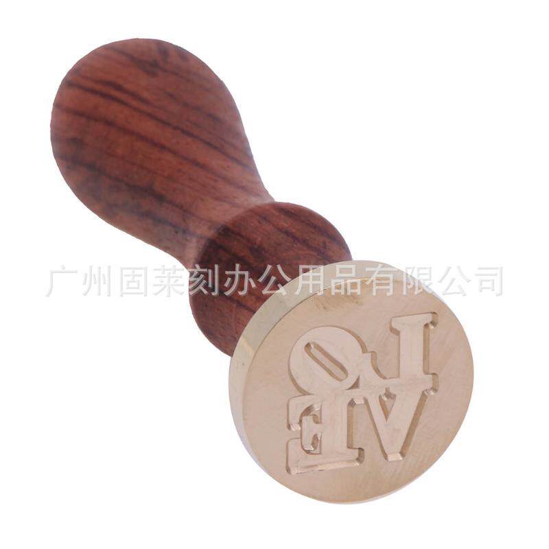 婚礼节庆火漆封蜡印章 干花平头火漆印章光面铜头圆形印章批发