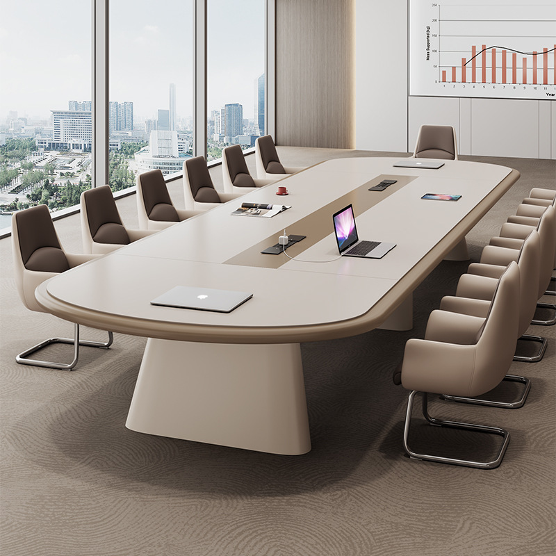 会议桌长桌简约现代烤漆高档办公室大型开会洽谈长条办公桌椅组合