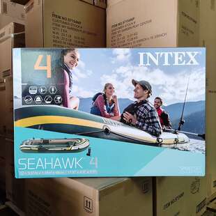 INTEX 68351加厚四人船充氣船皮劃艇4人釣魚(yú)船橡皮艇
