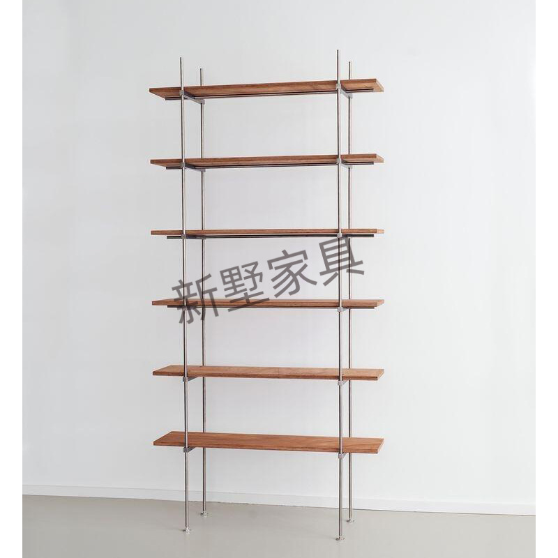 中古风书架置物架多层光轴不锈钢收纳架客厅多层隔断落地式陈列架