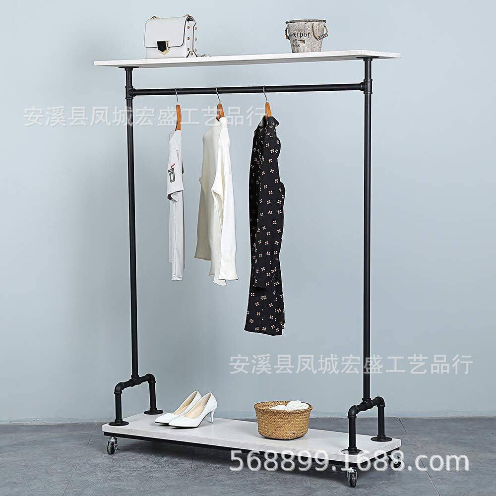 批发服装店挂衣架落地式黑色双杠服装展示架