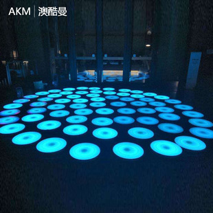 LED发光圆形音乐跳跳地砖灯人体重力感应舞池户外道具脚踩跑马灯