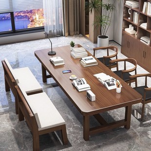 全实木书桌家用去客厅化大板桌办公现代简约会议桌学习书桌工作台