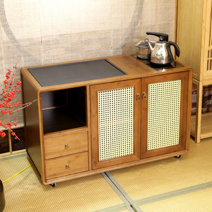 重竹小茶桌桌边柜落地茶水柜多功能餐边柜家用客厅储置物茶柜茶几