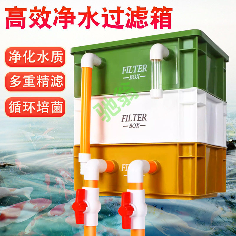 yut【降低噪音】鱼缸过滤箱三层鱼池上滤循环系统过滤器周转箱滴