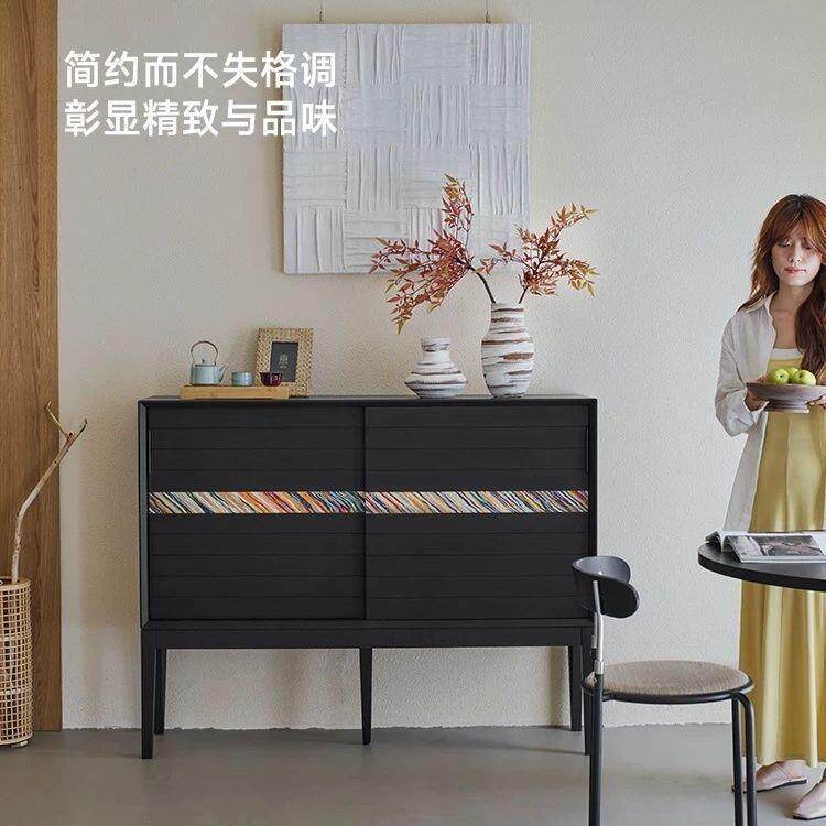 轻檀知遇中古风斗柜客厅靠墙收纳柜沙发实木复古边柜高斗柜玄关柜