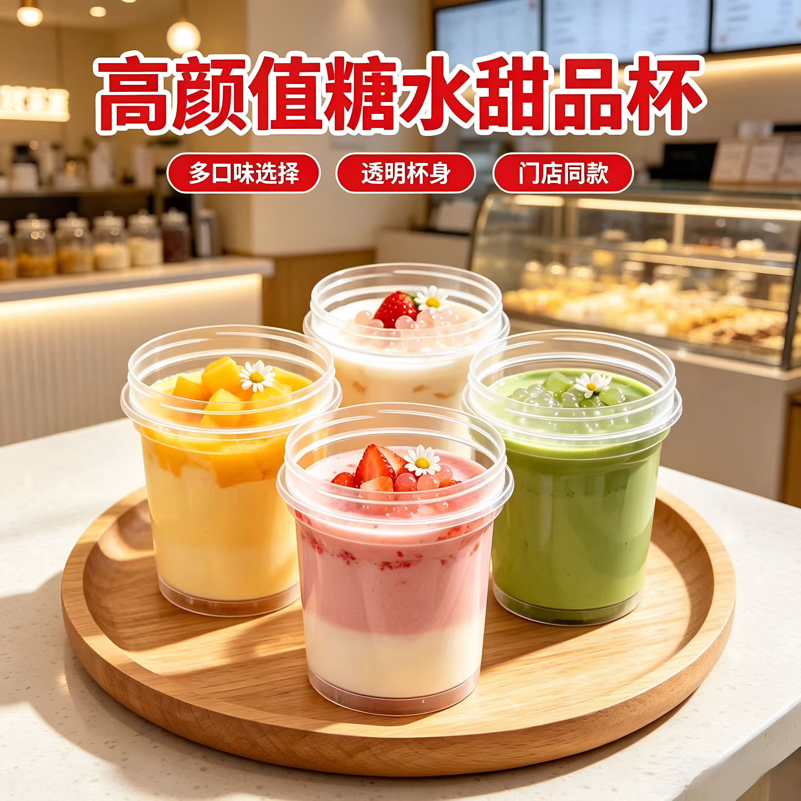 高颜值带盖透明一次性耐高温汤杯