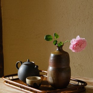 竹编宋席席面家用功夫茶具干泡壶承茶盘托盘餐盘茶杯盘茶配件 日式
