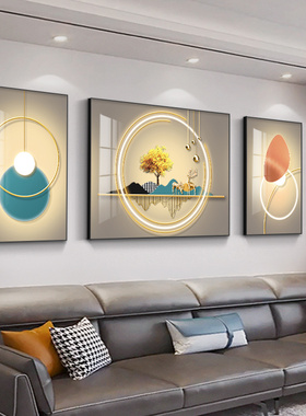 速发轻奢挂厅装饰画高档大气三墙画抽象沙发背景联客画高级感壁画