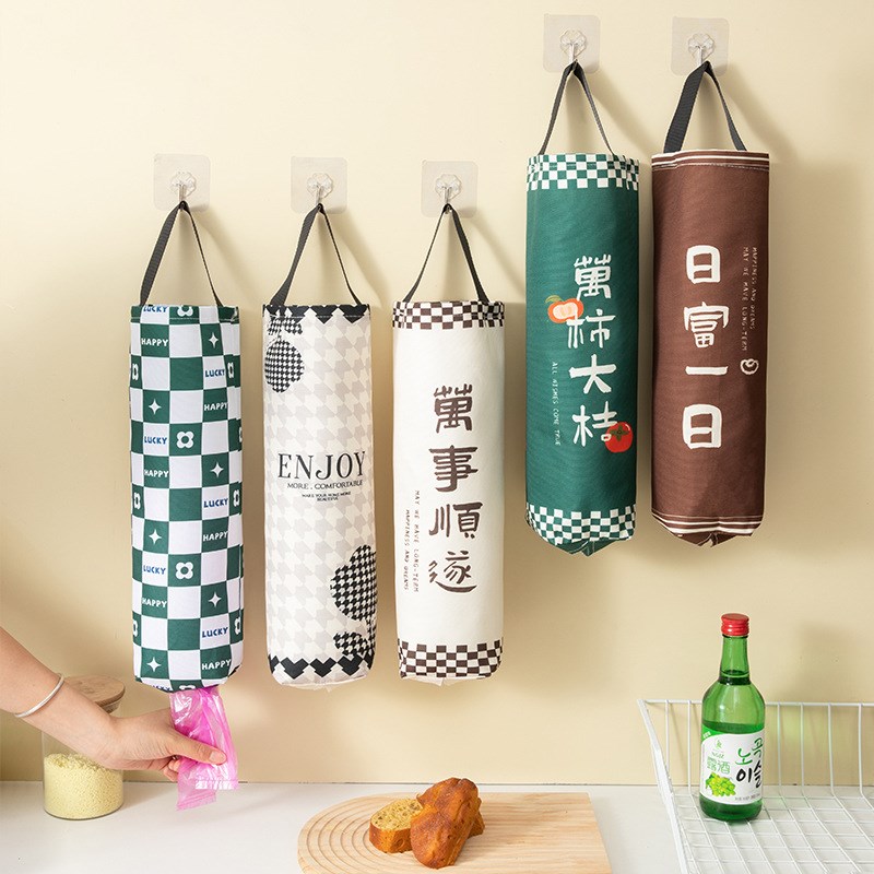 速发圾用垃家袋收纳网袋厨房壁抽式垃圾袋塑料袋挂取式储物袋收纳