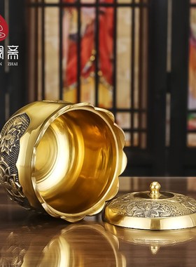 速发铜莲花圣水杯家用供奉供水杯净水杯供杯佛前佛具摆件