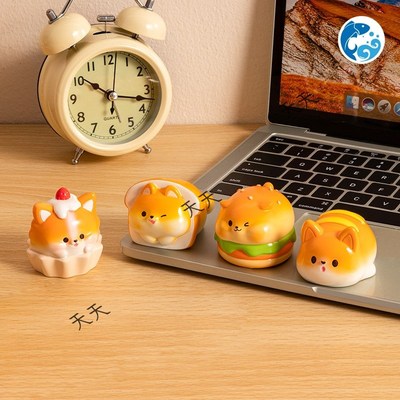 速发萌宠面包小狗树脂小摆件创意办公书房桌面装饰摆件迷你小礼品