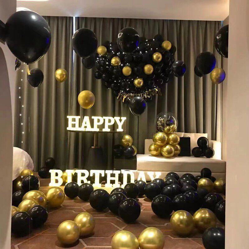 速发5寸10寸12哑18寸寸光派球黑色白色金色酒吧气对装饰布置摄影