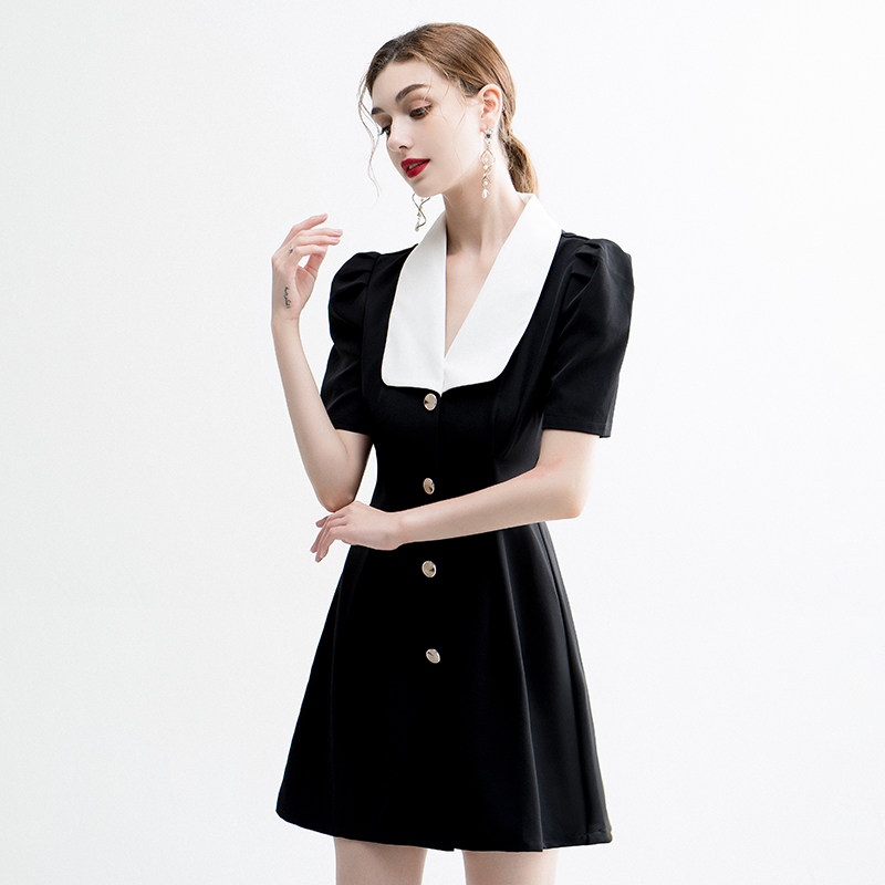 速发洋装对礼服2021新款生日派小黑色宴会连衣裙名可短款气质平时