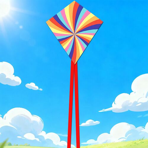 速发新款菱形风筝儿童炫彩风筝七彩菱形风筝潍坊风筝创意风筝