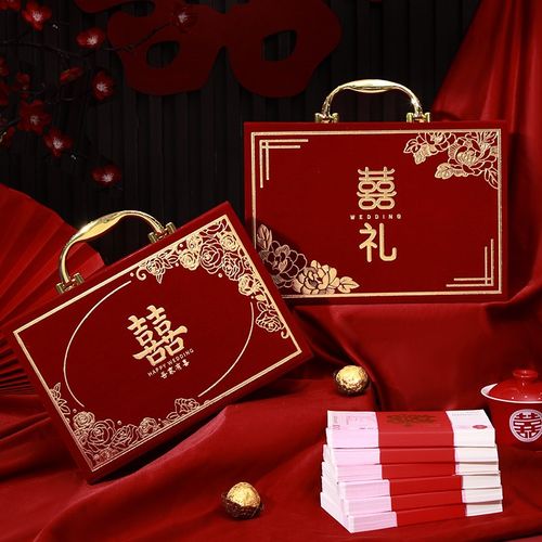 速发彩礼钱盒子金婚盒礼箱现金彩礼盒结婚提亲1020聘金礼订彩箱子