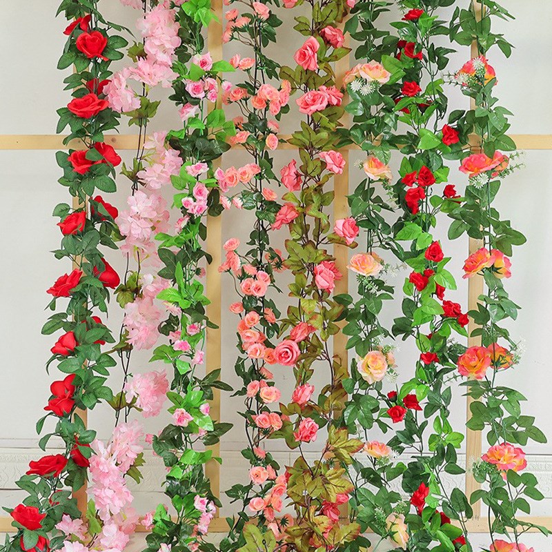 速发假藤花藤蔓玫瑰花挡条塑料壁挂吊顶空调管道遮花装饰缠绕