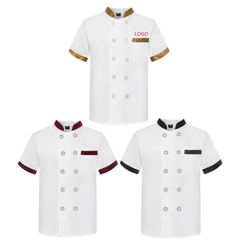 速发餐饮端西餐厨师服高男七分袖半袖厨房服师工作服夏季中袖厨装