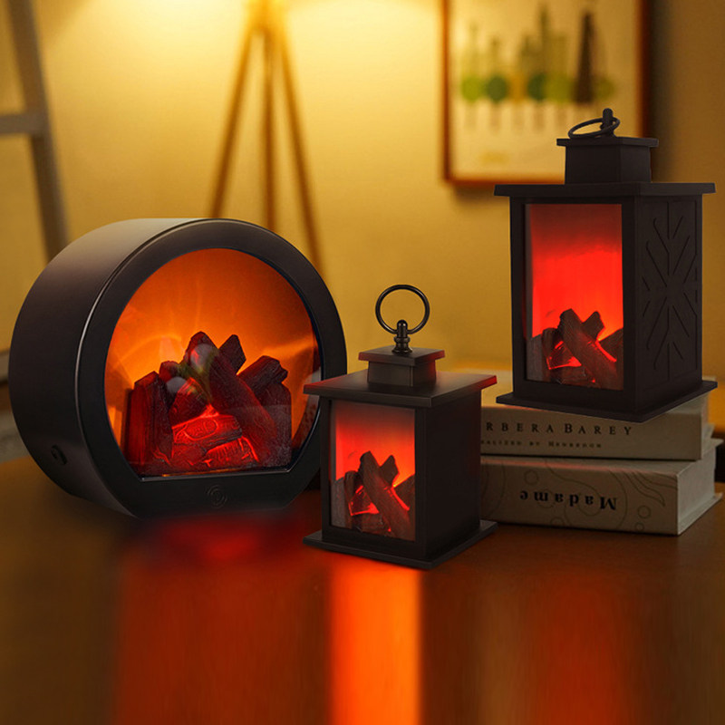 速发壁炉创意摆小台搬新家进宅工艺品烛件乔迁装饰木炭火焰灯