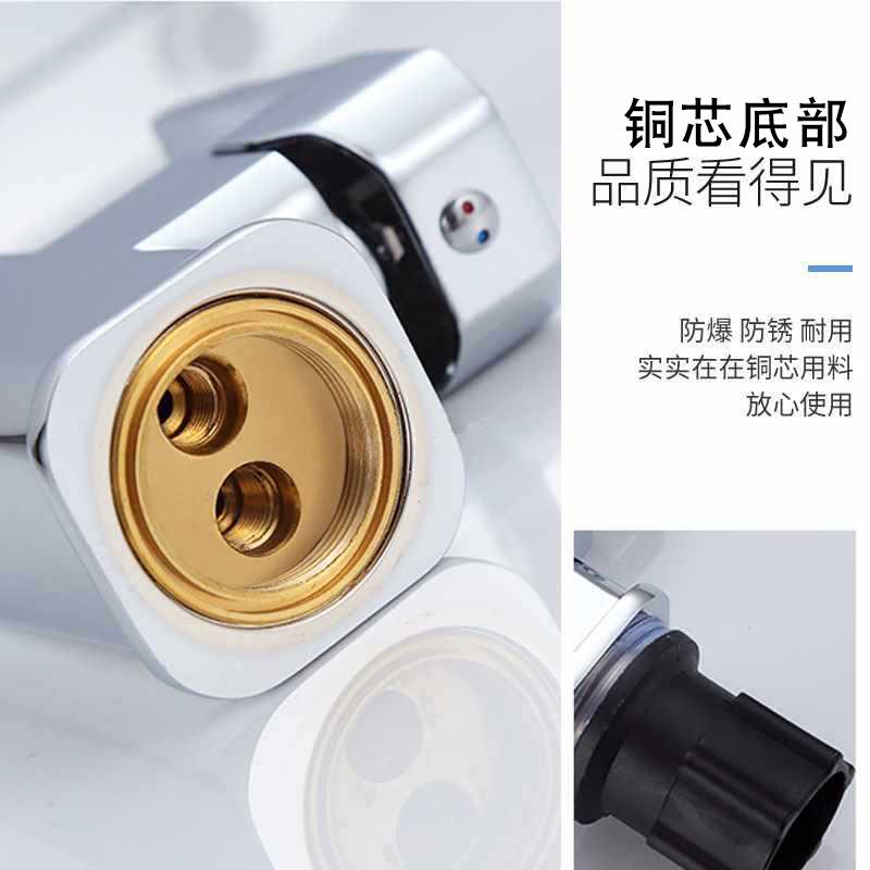 新款直销跨境四方形扁管厨房水龙头冷热铜底七字旋转水槽洗菜盆厨