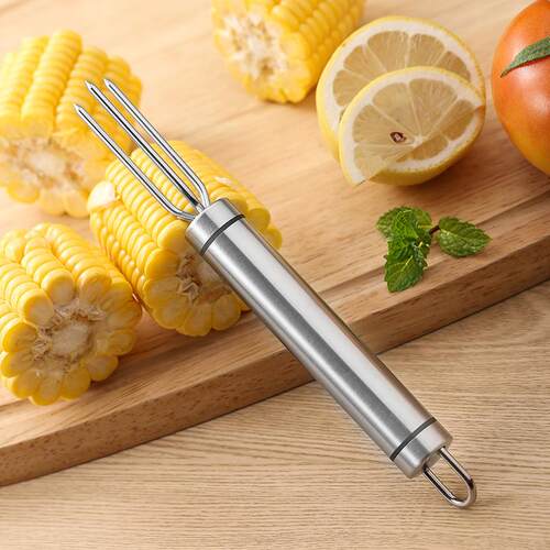 新款直销不锈钢玉米叉户外烧烤签玉米插串肉器厨房工具便携简约水
