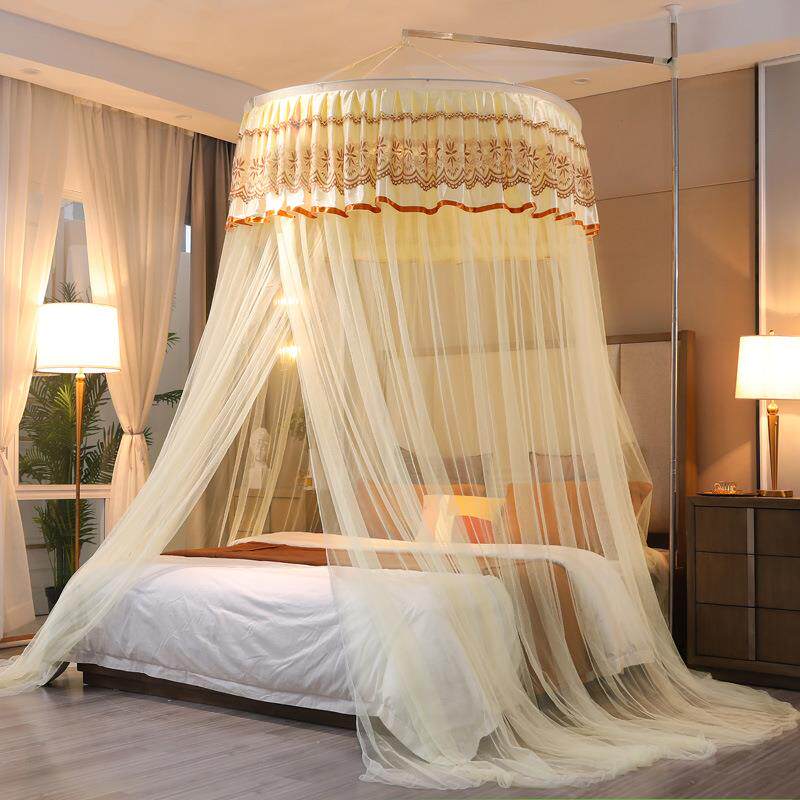 直销新款CB#天地杆新款蚊帐1.2米1.8m床家用儿童支架圆顶吊顶免安