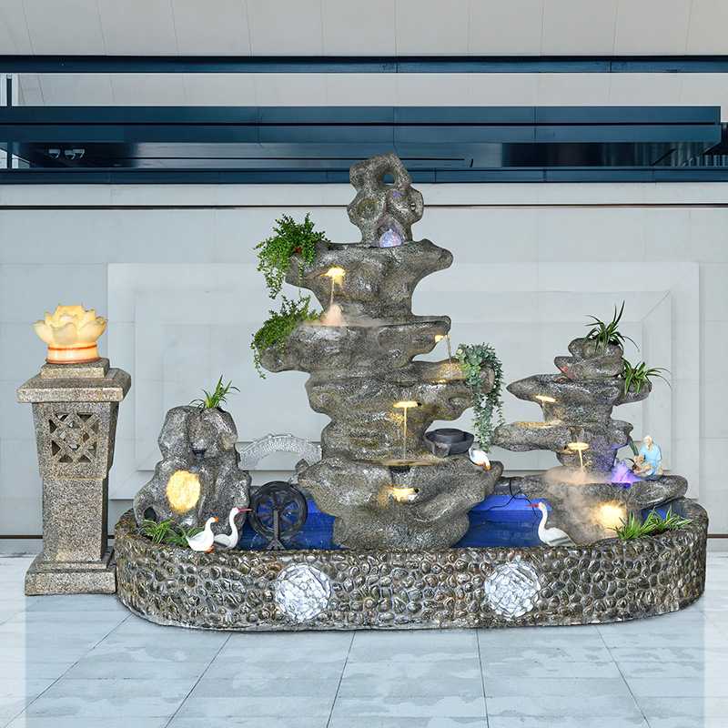 新款直销大型假山流水喷泉别墅花园庭院装饰公司阳台户外鱼池瀑布