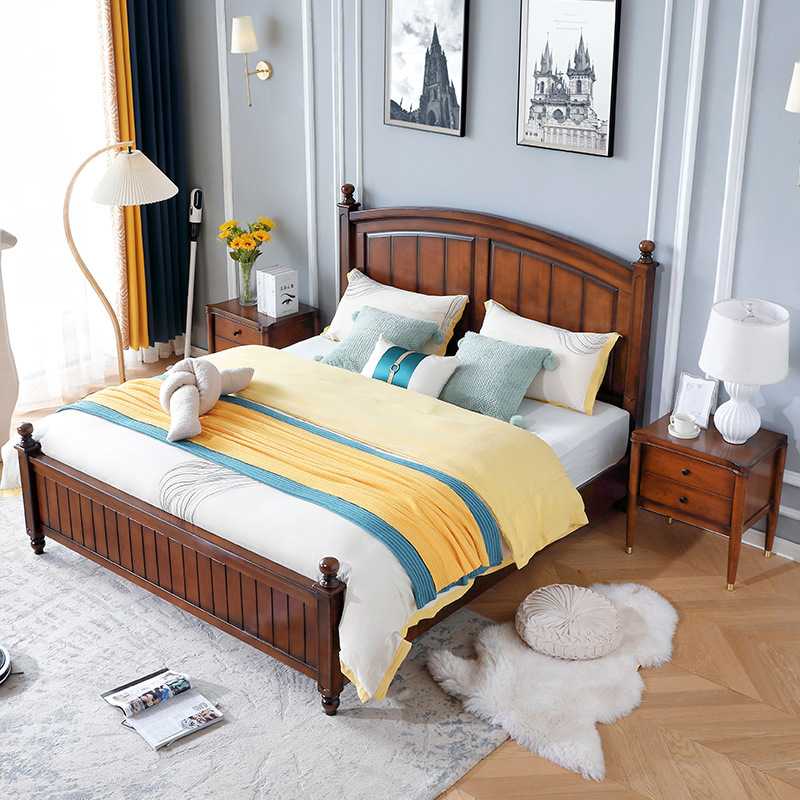 新款直销美式实木床1.8米主卧双人床1.5米公主床1.2米儿童床 现代