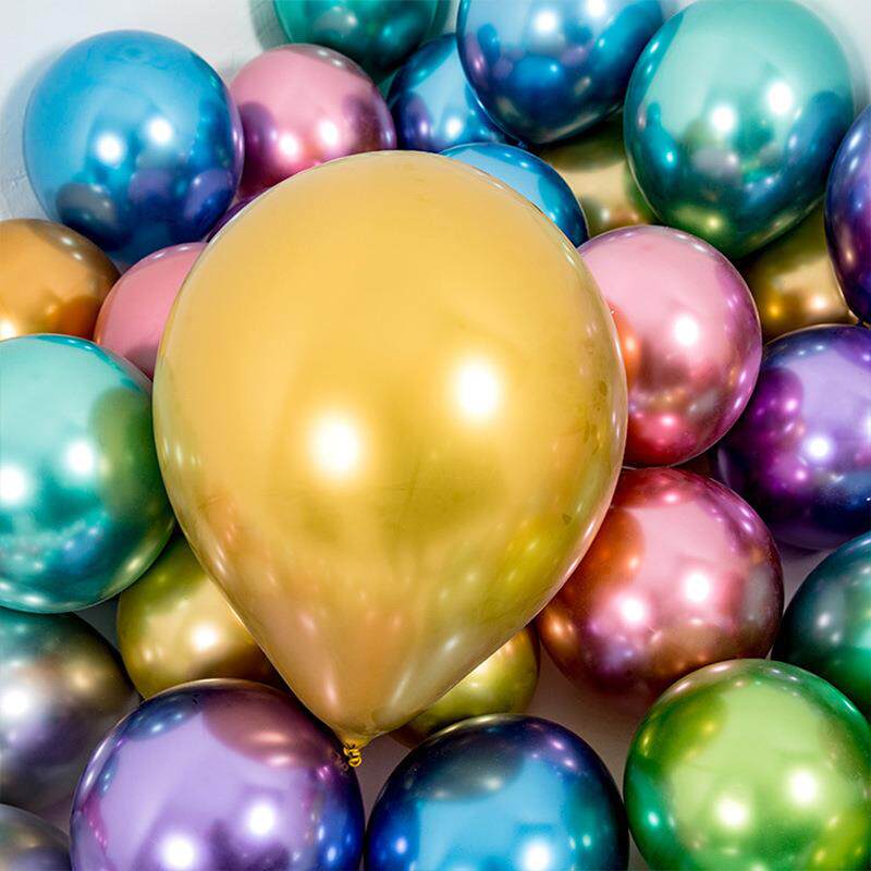 直销新款18寸金属气球婚庆装饰气球生日派对场地布置金属色乳胶气
