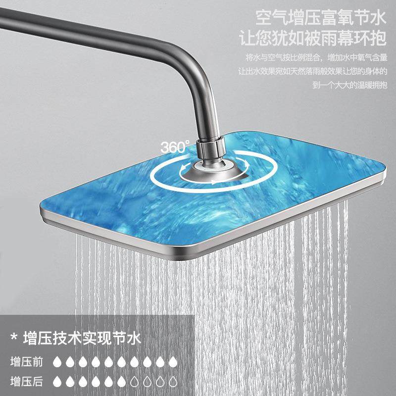 直销新款高档枪灰冷热数显温控淋浴花洒套装整套全铜主体水力发电