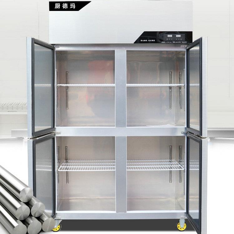直销新款商用四门冷柜 不锈钢冷冻柜双温冷藏冰柜不锈钢铜管制冷