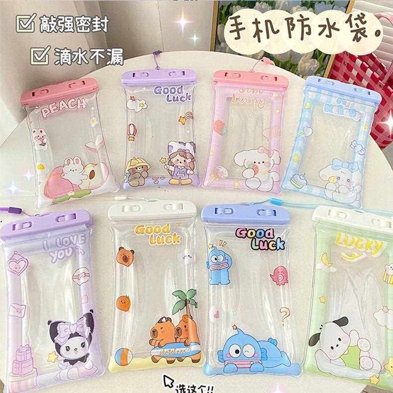 直销新款可爱卡通手机防水袋游泳漂流手机袋子透明气囊可触屏手机