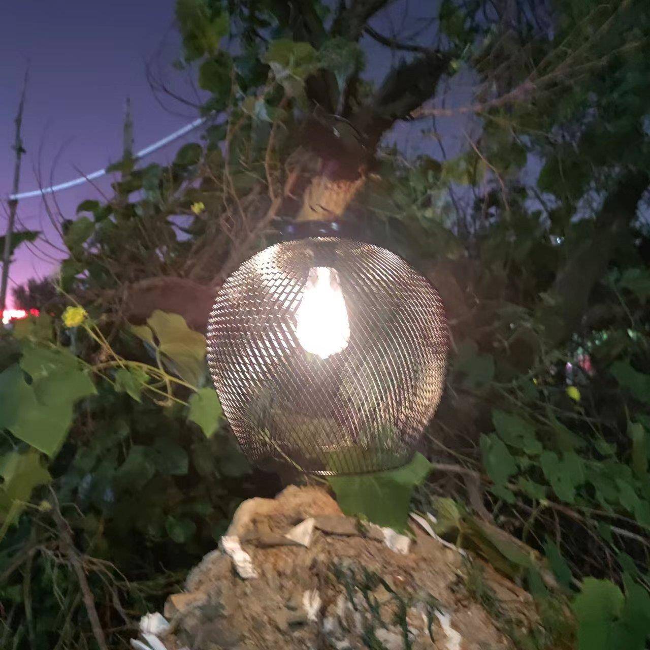厂家直供太阳能铁艺钨丝灯灯泡别墅庭院户外室内圆形悬挂大灯笼