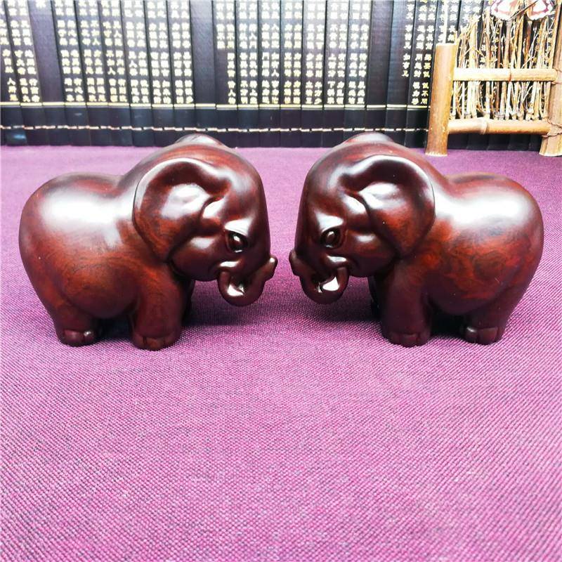 居檀木大象黑家摆件实木QSV大象摆件