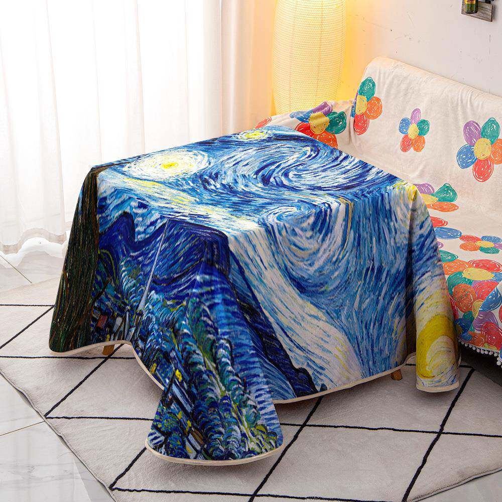 梵高油画暖防水厚烤火炉电暖罩桌取加XPR桌电暖炉夹棉罩套冬季烤