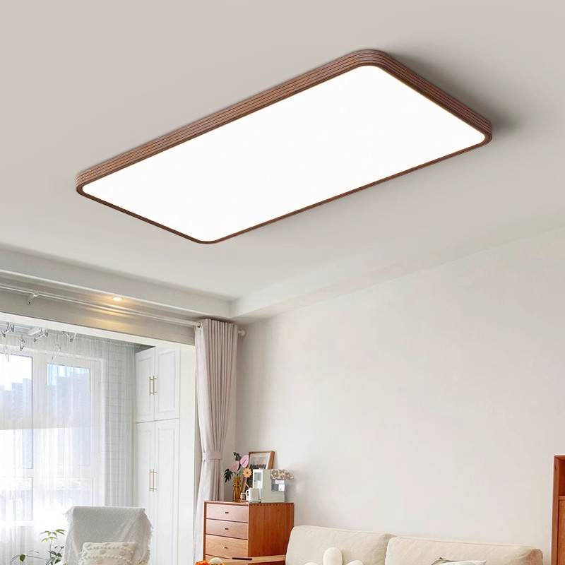 卧室灯全光谱护眼超薄无缝吸顶灯新中式复古胡桃木纹客厅灯书房灯