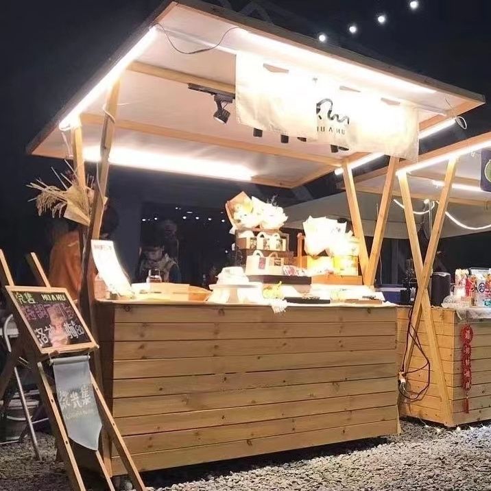 户外夜市摆摊木质折叠促销车