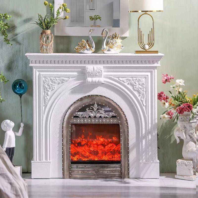 法式壁炉架玄柜木雕美式关欧民宿UTK别墅客厅仿真火壁式花炉柜装