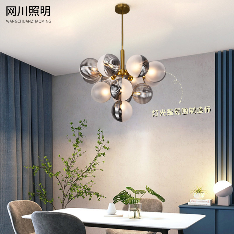 泡泡灯魔豆客厅吊灯烟灰条纹