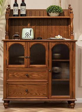 美式实木餐边小柜茶水多柜功能家用复古小尺寸边柜柜83612酒储物