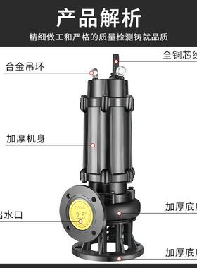 厂家LAJ530WQ潜水泵380v程抽0米水泵农用灌溉浇菜地扬温岭水泵
