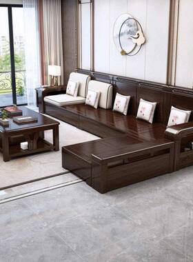 紫金檀木中式实木沙厅发冬夏两轻用储物沙奢发现RBM代客全套家具