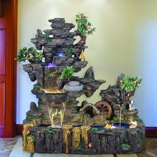 飾品 大假山噴泉流水魚缸擺件客廳辦公室風水招財加濕器家居裝