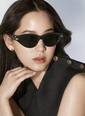 猫眼墨镜谷爱凌时尚韩版防紫外线显瘦欧美高颜值辣妹白色太阳镜女